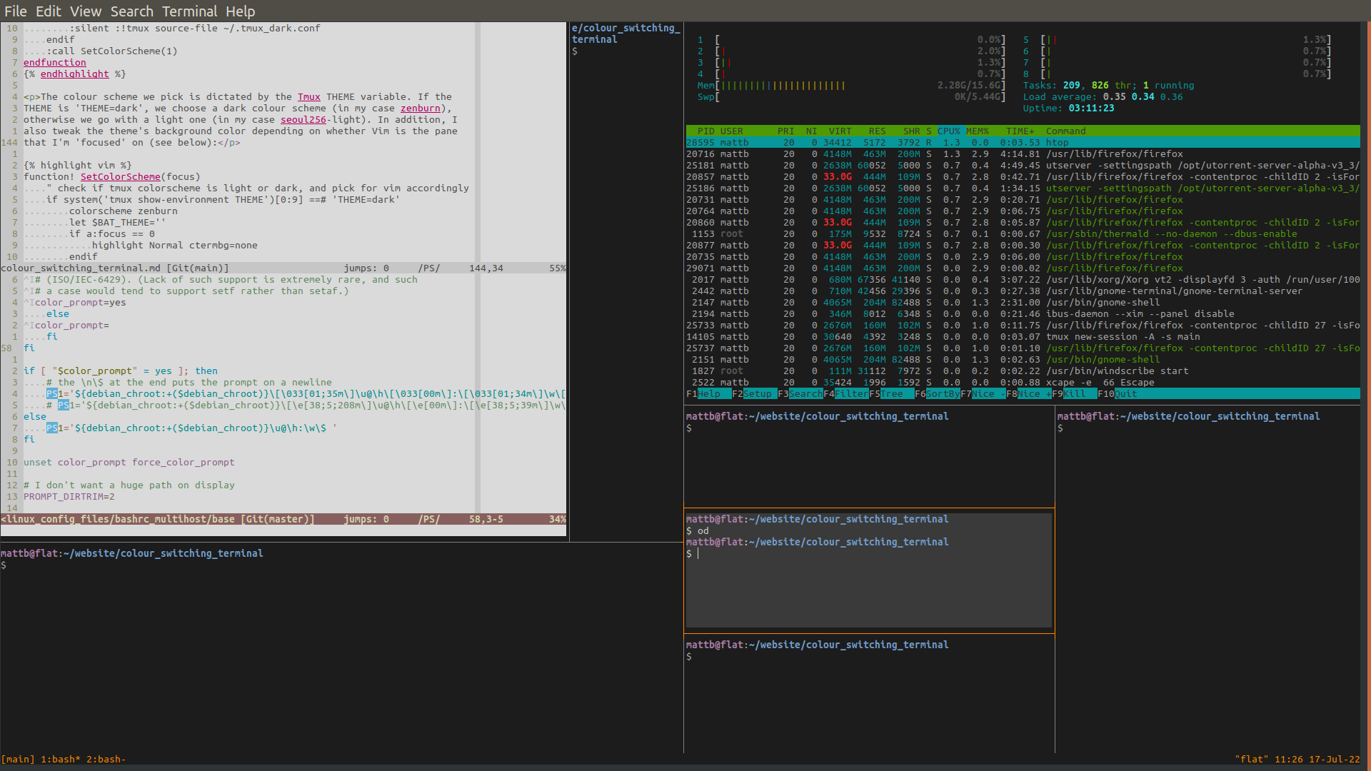 toggle in tmux, with vim open